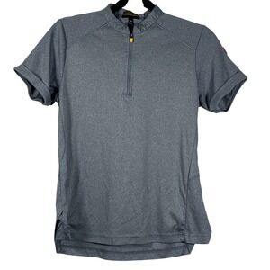 Apparel Collection Womens Blue 1/4 Zip McDonalds Uniform Work Short Sleeve Shirt